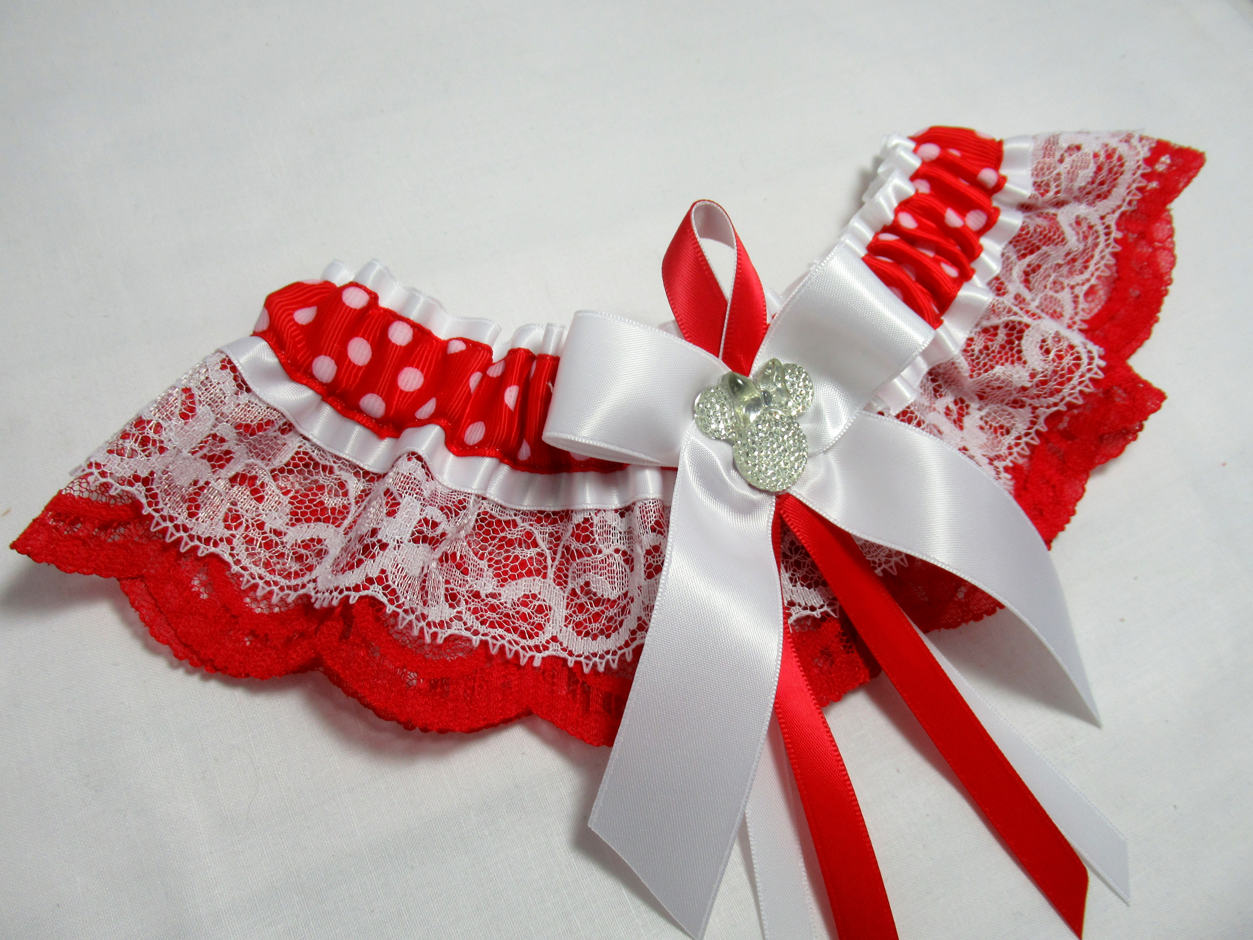 Disney Minnie Mouse Polka Dot Lace Bridal Wedding Garter Set ...